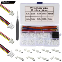 Keszoox JST 1mm SH 1.0 Cable Connector Kit 390Pcs JST Male Header 3-12P with 28AWG Crimped With Terminal GPS Racing Drone Wire