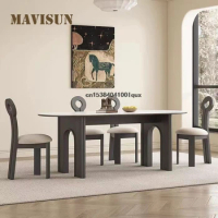 Solid Wood Tables For Dining Room Designer Kitchen Furniture Rectangle Table White Rock Slab Top Minimalist Dining Table Set