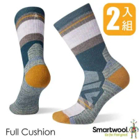 【SmartWool】女 美麗諾羊毛 機能戶外中級減震中長襪-土星紋(2雙入)SW001583-G74 暮光藍