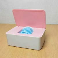 家用紙抽收納盒紙巾盒濕紙巾盒客廳密封帶蓋手套濕紙巾盒裝紙巾盒桌面-粉蓋白色盒 均碼-款式6
