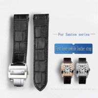 Adapted to Cartier Santos watchband leather strap men's and women's Santos100 Santos leather butterfly buckle bracelet