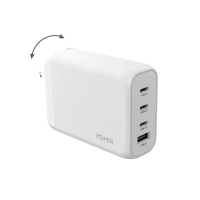 【YOMIX 優迷】100W充電線組★130W GaN-X4 type-C/USB-A PD/QC四孔快充充電器(贈100W充電線/支援i16快充)