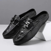 Sục da nam mũi vuông kiểu giày moccasin nam tính , thanh lịch