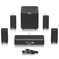5.1CH Immersive Amplifier Speaker With Atmos Technology And Wireless Subwoofer, Surround Speaker Includes Wireless Microphone