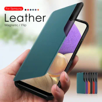 pu leather smart window view magnetic flip case covers for samsung galaxy A32 A 32 32A 6.4'' 6.5'' phone shell book stand coque