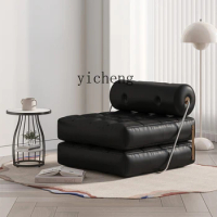 Tqh Single Sofa Small Apartment Folding Sofa Bed Black Leather Sofa Can Lie and Sleep