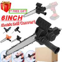6 Inch Electric Drill Modified To Electric Chainsaw Attachment Electric Chainsaw Modification Woodworking Cutting Tool