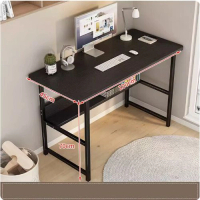 簡易電腦桌（【加寬加固雙層款】黑柳木紋+黑架）【尺寸：100*45cm】