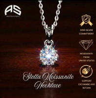 STELLA MOISSANITE PENDANT SILVER 990 with 18K WHITE GOLD
