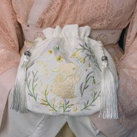 漢服包 月兔古風原創刺繡漢服包漢元素宋制配斜挎的單肩包繡花 【CM3826】