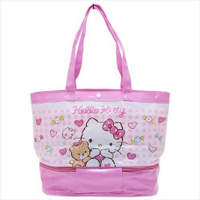 大賀屋 日貨 Hello Kitty 雙層 收納袋 防水 袋子 手提袋 肩背包 KT 凱蒂貓 三麗鷗 J00013023