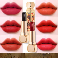 Magic 6-color lipstick double tube matte matte matte finish that is not easy to remove makeup enhances complexion makeup