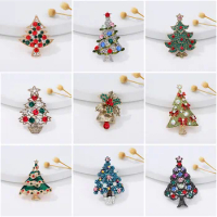 Fashion Festival Christmas Brooches Women Luxury Exquisite Rhinestone Snowman Santa Claus Xmas Tree Wreath Brooch Jewelry Gift