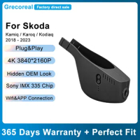 Grecoreal Car DVR for Skoda Kamiq Karoq Kodiaq Car Dash Camera OEM 2K 4K Wifi Dash Cam Front Rear Dual Dashcam Vehicle Recorder
