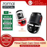 70mai Dash Cam Omni X200 360° Full View Built-in GPS ADAS 70mai Car DVR X200 Camera 24H Parking Monitor eMMC Storage AI Motion