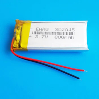 3.7V 800mAh Lipo Polymer Lithium Rechargeable Battery 802045 For MP3 GPS DVD Bluetooth Recorder Headset Camera Smart Watch