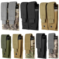 Tactical 9mm Molle Magazine Pouch Single Double Pistol Mag Pouch Outdoor Molle Open-Top Magazine Pouch for Glock M1911 92F