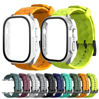 เคสนาฬิกาพร้อมสายรัด สำหรับ Apple Watch Band 44mm, 45mm, 49mm, 41mm, 40mm, ลายฟุตบอล, สร้อยข้อมือ Co