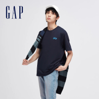 【GAP】男裝 Logo純棉圓領短袖T恤 厚磅密織親膚系列-海軍藍(465795)