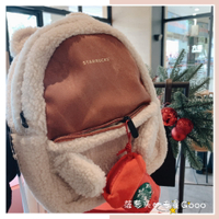 星巴克2019圣誕熊款托特袋毛絨帆布袋斜挎包鼠年新年福袋掛件雙層【古斯拉】
