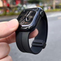 適用iwatch7表帶蘋果s9手表8代apple watch5運動se硅膠磁吸折疊扣