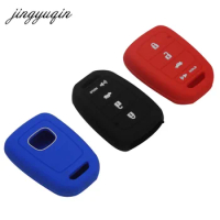 jingyuqin Silicone Rubber Key Case Cap for Honda Accord Civic CRV Jazz HRV Vezel Remote Fob Cover 3 Button+ Panic
