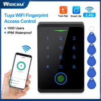 Wsdcam Tuya WiFi Door Lock IP66 Waterproof Keyless Access Control Keypad Fingerprint Door Entry Biometric Digital Lock 1000 User