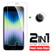 2in1 Tempered Glass Case For Apple iPhone SE (2022) 4.7" Screen Protector For iPhone SE3 5G iphoneSE Camera Lens Protective Film