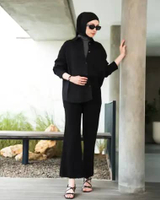 Heaven Lights - Lora Pants - Celana Panjang Cutbray Wanita Muslim S Black