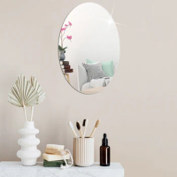 2MM Mirror Surface Wall Sticker Removable Acrylic Reflective Square Oval Self Adhesive Wall Stickers Make Up Mirror Wall Decor