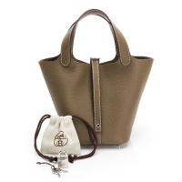 【HERMES 愛馬仕】HERMES Picotin 22 手提包 (大象灰/銀鎖頭)