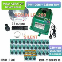 PAKET AERATOR KOLAM RESUN LP-200. Power 230 watt, 250L/min, 0.045mpa, 33 output. Untuk Kolam bioflok