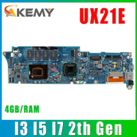 UX21E I3 I5 I7 2th Gen CPU 4GB RAM original mainboard For ASUS UX21 UX21E Laptop motherboard mainboard