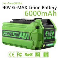 40V 18650 Li-ion Rechargeable Battery 40V 6000mAh for GreenWorks 29462 29472 29282 G-MAX GMAX Lawn Mower Power Tools Battery