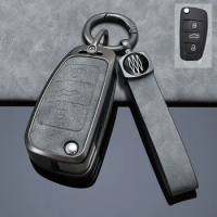 Zinc Alloy + Leather Car key case for Audi a1 a3 a4 a5 a6 a7 a8 q3 q5 q7 r8 c5 c6 tt s3 s5 s6 s4 rs5 rs6 2003-2015 Flip Remote