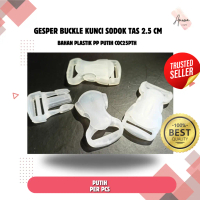 (PER PCS) SLOP GESPER BUCKLE KUNCI SODOK TAS 2.5 CM BAHAN PLASTIK PP PUTIH COC25PTH