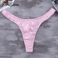 Hot Sale Sexy Gay men's Lingerie Soft Shiny Satin Bikini thongs sissy Underwear Underpants Panties for Lingerie Night