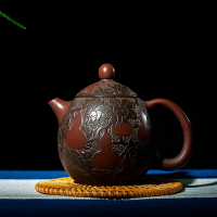 廣西欽州坭興桂陶功夫茶壺套裝家用福祿滿堂純手工泡茶壺紫砂茶具