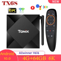 Android 10 TX6S Smart TV Box 4G 32G 64G Allwinner H616 Quad Core 2.4G/5G Wifi Support 4K 6K HD BT Media Player Set Top Box
