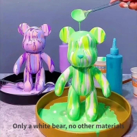 DIY Fluid Bear Sculpture Handmade Bearbrick Doll Ornaments Violent Bear Graffiti Painting Parent-child Toy Gift Home Decoration