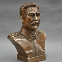charming 6'' Russian Leader Joseph Stalin Bust Bronze Statue shipping free