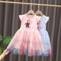 Girls Beautiful Frozen Elsa Tutu Princess Dress Baju Budak Perempuan Frozen Princess Elsa Dress