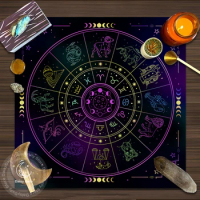 Tarots Tablecloth 12 Constellations Divination Altar Cloth Board Game Fortune Astrology Oracle Card Pad Drop Game Dorm Decor