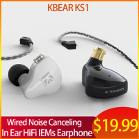 KBEAR KS1 HiFi In-Ear Earphones Noise Canceling Monitors Dual Magnectic Circuit Dynamic Wired Earphones Detachable Cable Mic