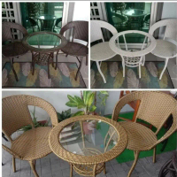 Newly Upgraded coffee table, leisure table set, rattan table, outdoor leisure bench set