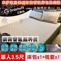 【米夢家居】嚴選Graphefil高含量石墨烯抗菌保暖蓄溫遠紅外線-單人3.5尺床包枕套二件組
