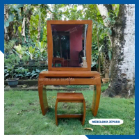 Meja rias kayu jati minimalis meja tolet lengkung