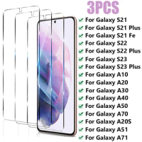 3Pcs Tempered Glass For Samsung Galaxy A50 A70 A10 A20E A30S A40 A51 A71 Screen Protector For Samsung S21 Fe S22 S23 Plus glass