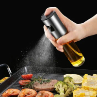 Glass Oil Sprayer for Cooking Press Type Oil Spray Bottle 100ml Olive Spray Mister for Salad BBQ Kitchen Baking Vinegar Bottle