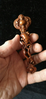 小葉黃楊木雕擺飾掛件手把件～人參如意，長10.5厘米，保真小